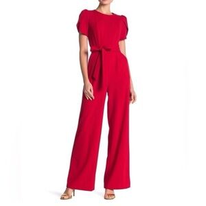 Calvin Klein Tulip Sleeve Jumpsuit Red